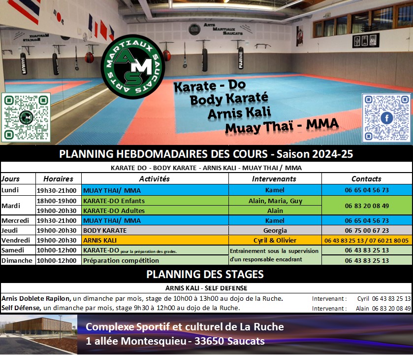 HORAIRE AMS SAISON 2024 25