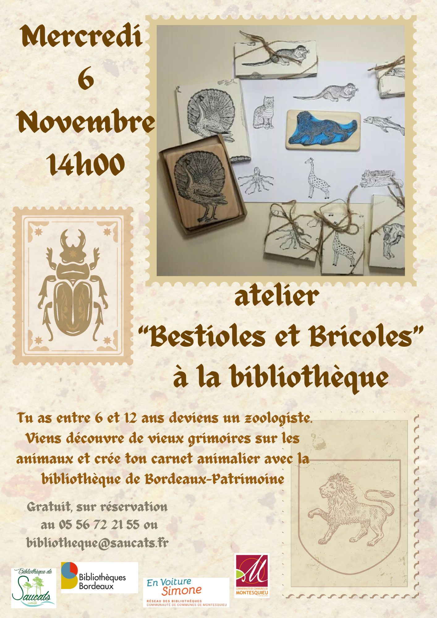 bibliothèque atelier bestioles et bricoles Bibliothèque municipale de Saucats